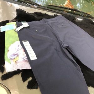 NWT Lee At The Waist Petite Flat Front Relaxed Fit Stretch Navy khaki Pants 14P
